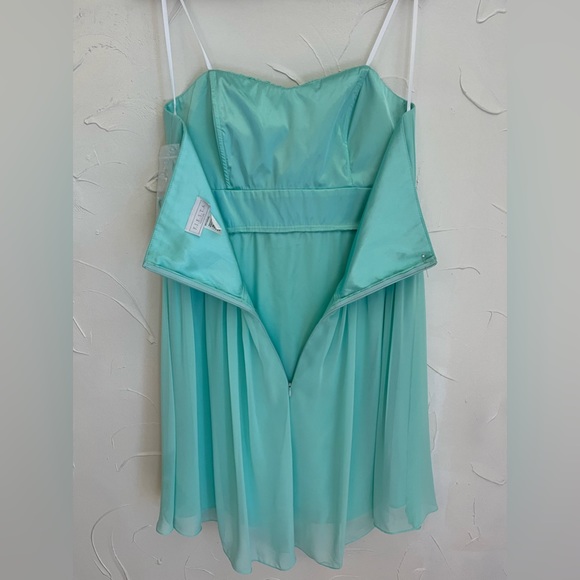 FIESTA Strapless Mint Green Mini Prom Dress with Rhinestone cummerbund SZ XL - Picture 4 of 12